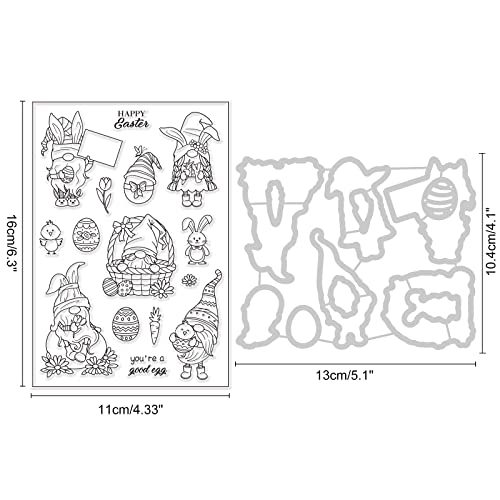 ORIGACH Easter Gnome Stamps and Dies for Card Making Chicken Rabbit Dies and Stamps Set for DIY Scrapbooking Album Decorative - Image 2