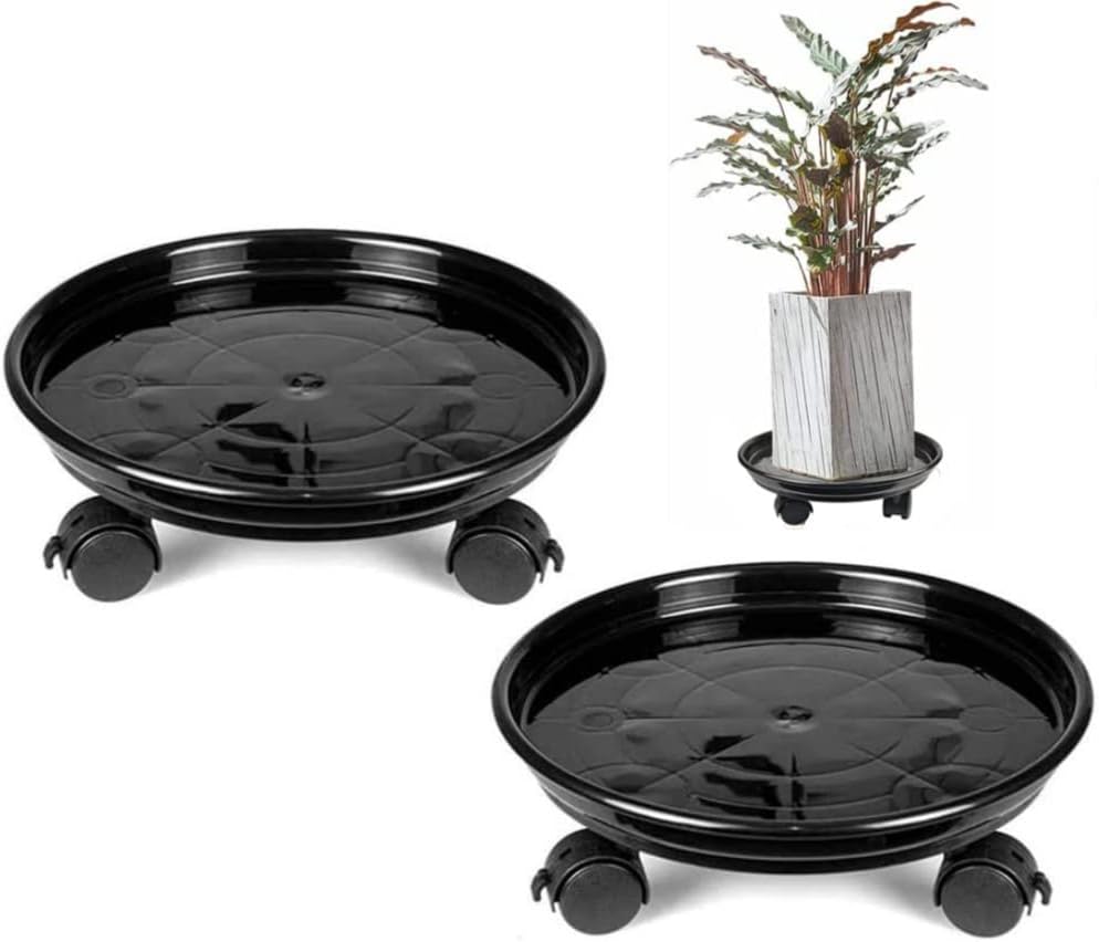 Yiting Plant Caddy 13" Plant Pot with 360° Lockable Plant Stand Heavy Duty Plant Dolly, Plant