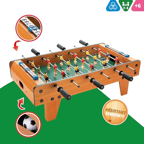 Color Baby 43310 Tischkicker aus Holz CBGames, 6 Jahre bis 99 Jahre, 60x30x20cm, 60x30x20 cm