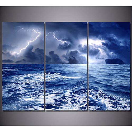 MMLFY 3 Cuadros consecutivos 30x60cmx3pcs 3Piece Picture Cuadros Home Decor Weather Rain Sky Clouds Nature Sea Painting Canvas Art Poster and Prints Wall Art Sin Marco