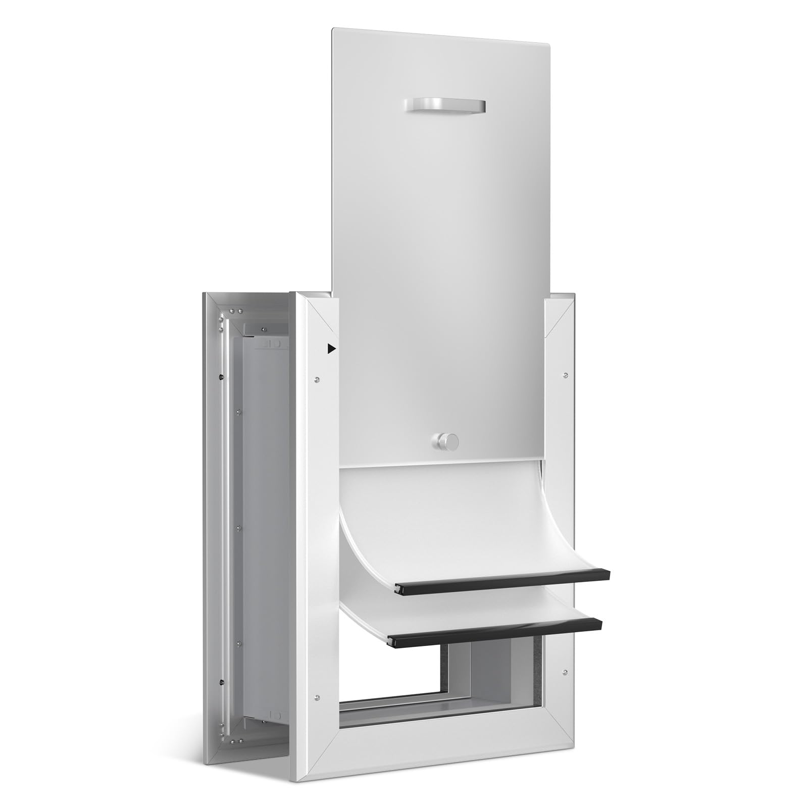 Ownpets Hundeklappe, Aluminium Haustiertür, L, luminium Anti-Rost Teleskop-Hundeklappe für kleine bis große Hunde, verschließbare Doppelflügel mit FDA-Silikon, geeignet für Wandstärken von 3–18,5 cm