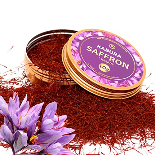 10 Grams Kabura Saffron, Authentic Saffron Threads, Premium All-Red Saffron, Grade A+ Best Color, Spice For Tea, Rice, Milk, Soups, Chicken, Curry, Dessert, Paella Super Negin #TOP23