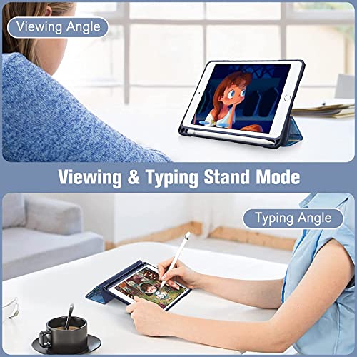 Image of SwooK Hybrid Case for 7.9 inch iPad Mini 5 /4 - Clear Back Shell Flip Cover (Ocean Marble)