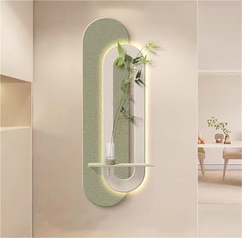 Ejmpsgw Plug-in Sandstone Decorative Painting, Large Wall Art with LED Lights, Modern Wall Hanging with Fake Plants, Suitable for Living Room, Bedroom and Dining Room(Gray,Large)