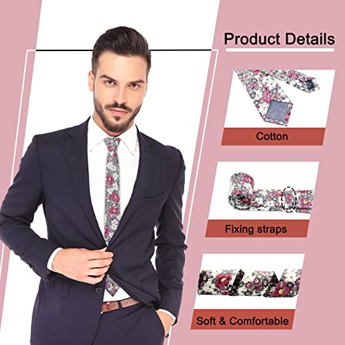 Image of Mantieqingway Men's Cotton Floral Neck Tie 2.56'' Printed Skinny Tie