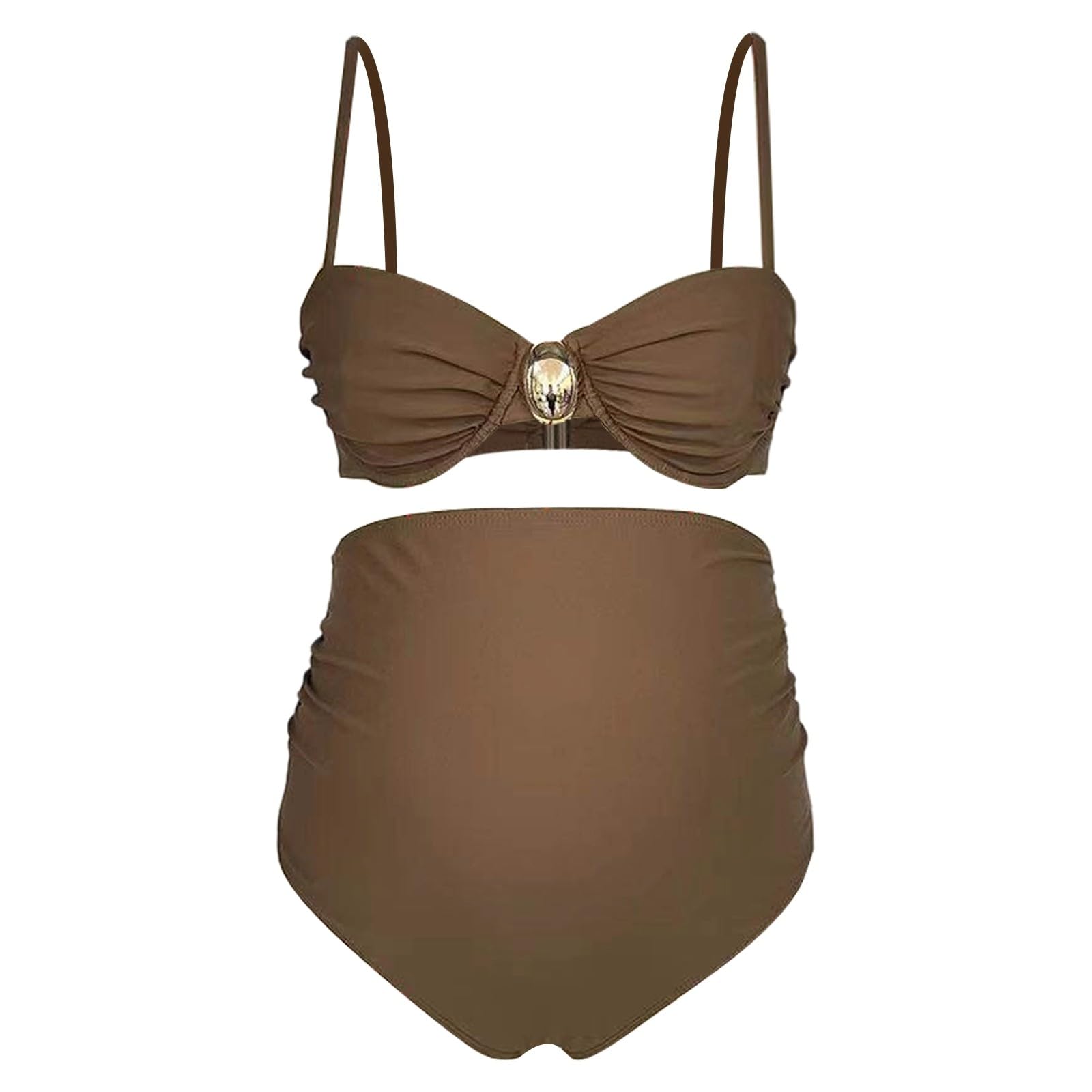 Bikini Embarazo Mujer Verano Cintura Alta Traje de Baño para Embarazadas Elegante Tallas Grandes Ropa de Maternidad Traje de Baño Push Up Traje de Baño de Maternidad Traje de Baño de Dos