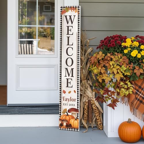 Custom Fall Porch Sign with Family Name and Year 48x8",