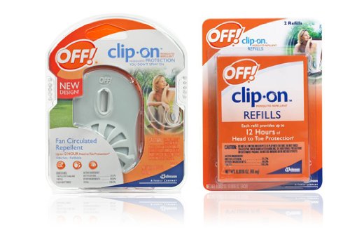 OFF! Clip-OnTM Mosquito Repellent Starter Kit w/ 3 Refills & 2 AAA Batteries