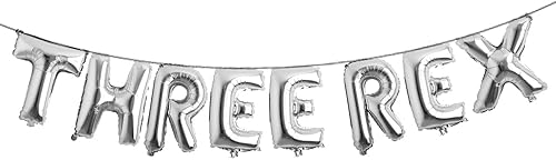 RUIANSI Globo multicolor de 16 pulgadas con tres dinosaurios Rex, 8 unidades, plata, globo, cumpleaños, niños, unisex