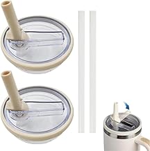 2 Replaceable Lids with 2 Straws, Replacement Cup Lid for 40 oz Cups, for Stanley Cup, Black, M