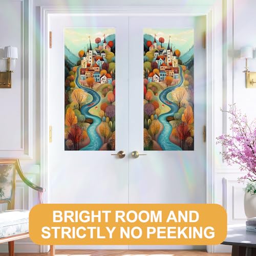 Image of Fairytale Castle Village Window Film 17.32x39.37in Cling