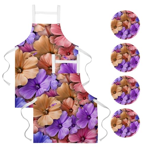 Tablier de cuisine élégant fleur de géranium pour chef et esthète