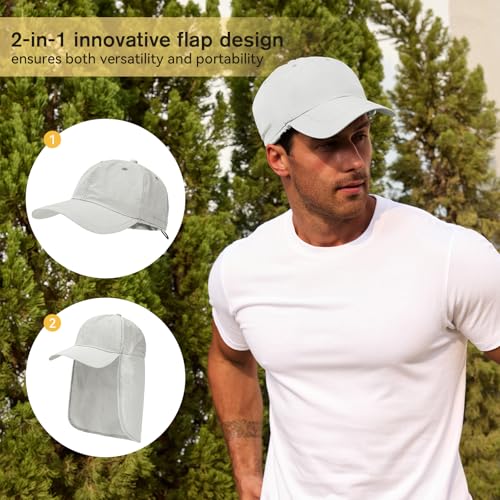 Image of American Trends Mens Sun Hat with Neck Flap, UV Protection Outdoor Flap Hat, Packable Soft Fishing Hiking Gardening Hat