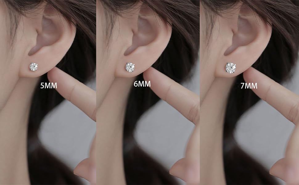 SLUYNZ Sterling Silver Round Simulated Diamond Stud Earrings for Women Teens Round CZ Stud Earrings Set Screw Back Small CZ Ear Stud2