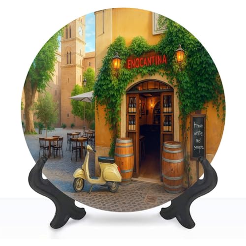 HABEN ARTWORK Decorative Ceramic Plates for Display with Stand, 8"