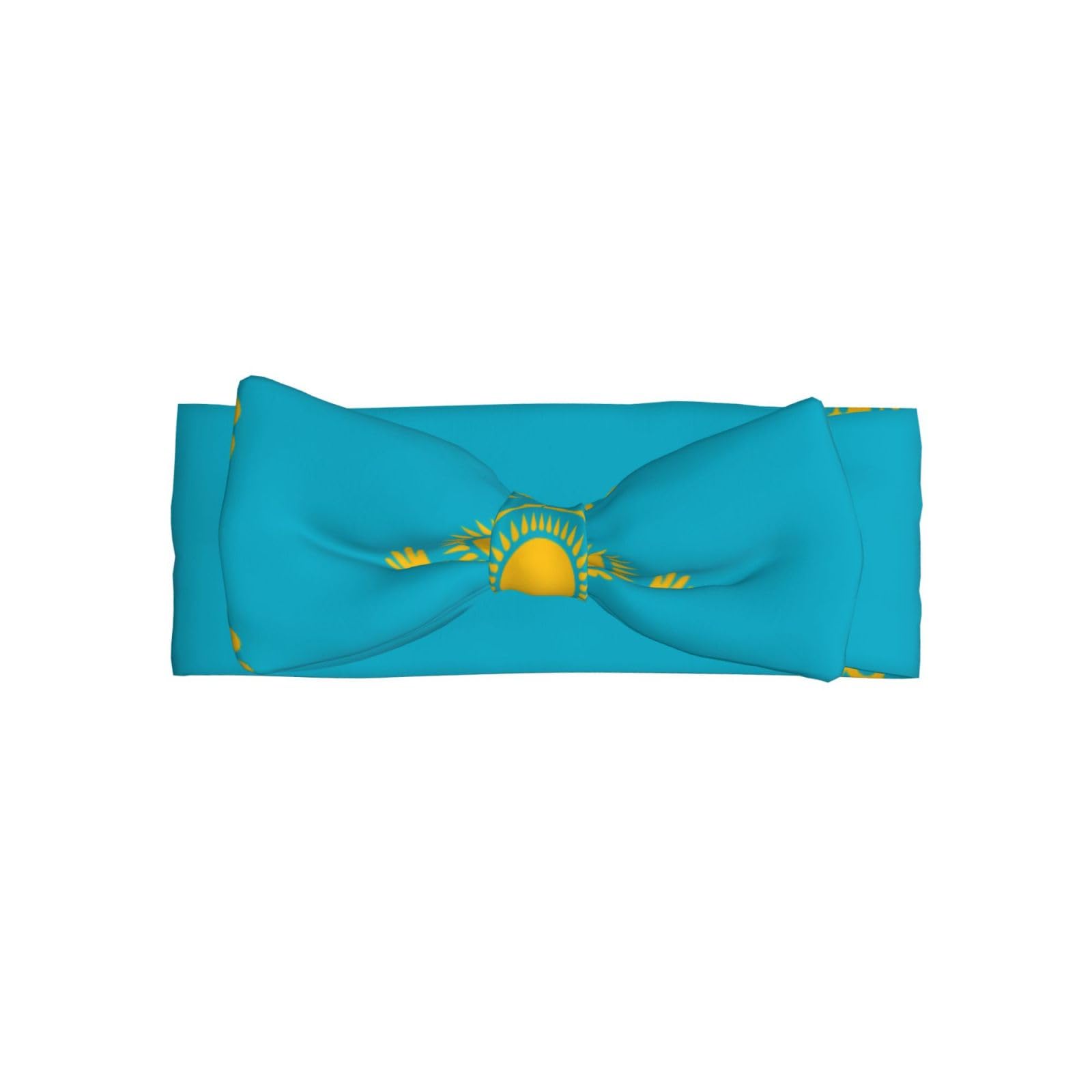 Delicate Flag of Kazakhstan Print Baby Bow Headband â€“ Headband for Newborns & Infants with Full Moon Gift Appeal
