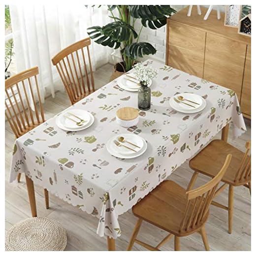 HKPLDE Vattentät PVC bordsduk, oljesäker spillsäker vinyl rektangulär bordsduk, torkbart bordsskydd för utomhus- och inomhusanvändning – 138 x 138 cm/54 x 54 in-D