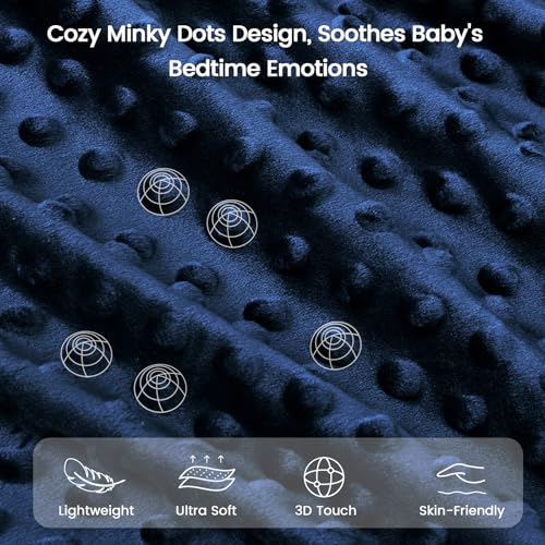 Image of PHF Minky Baby Blanket for Boys with Double Layer and Soothing Raised Dotted Backing, Soft and Lightweight Reversible Receiving Blanket for Newborns, Infants, Babies, 30x40 Inches, Space