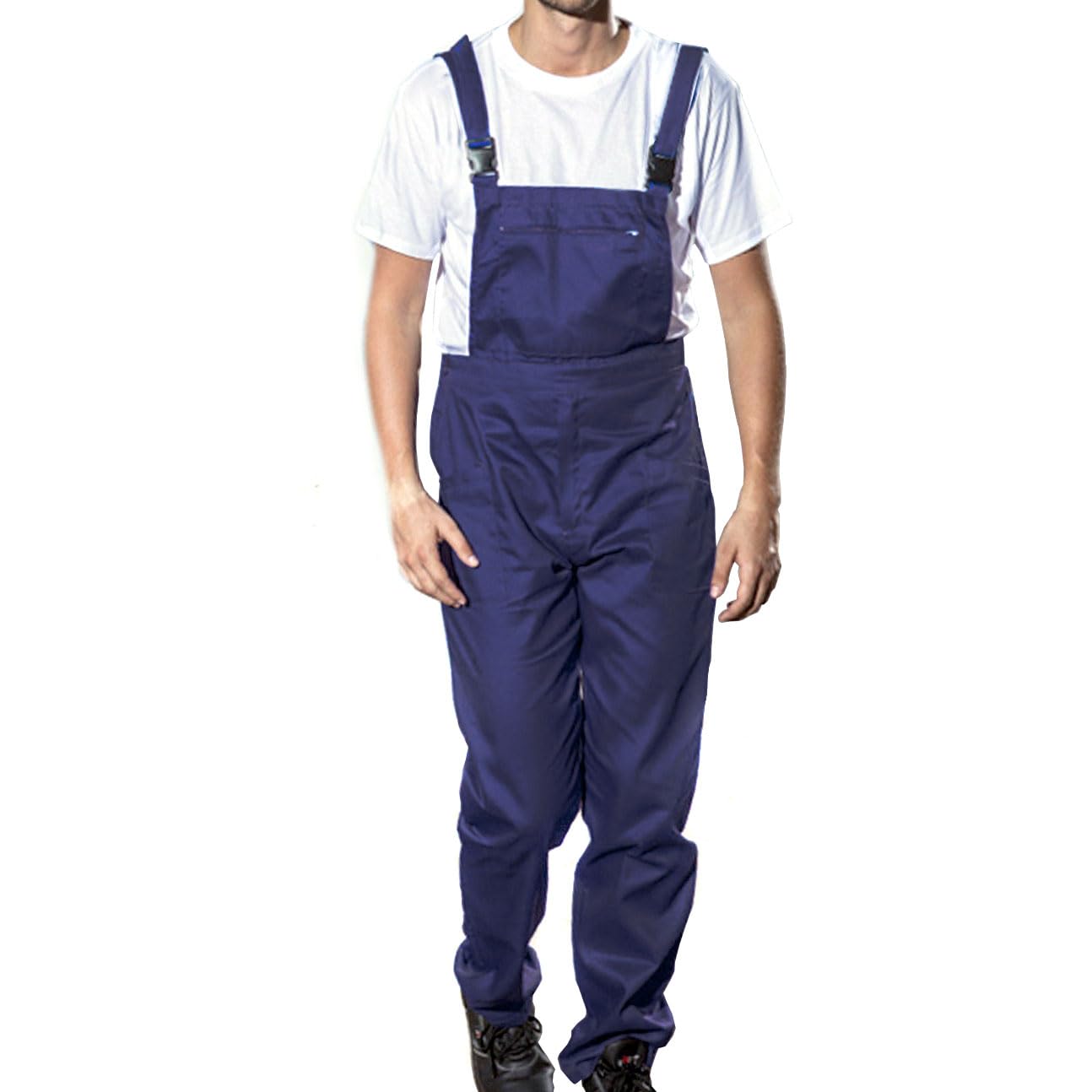 Generico Salopette da Lavoro Professionale in Cotone Massaua Blu, Pettorina con Bretelle Regolabili Taglia 44 46 48 50 52 54 56 58 60 62 64