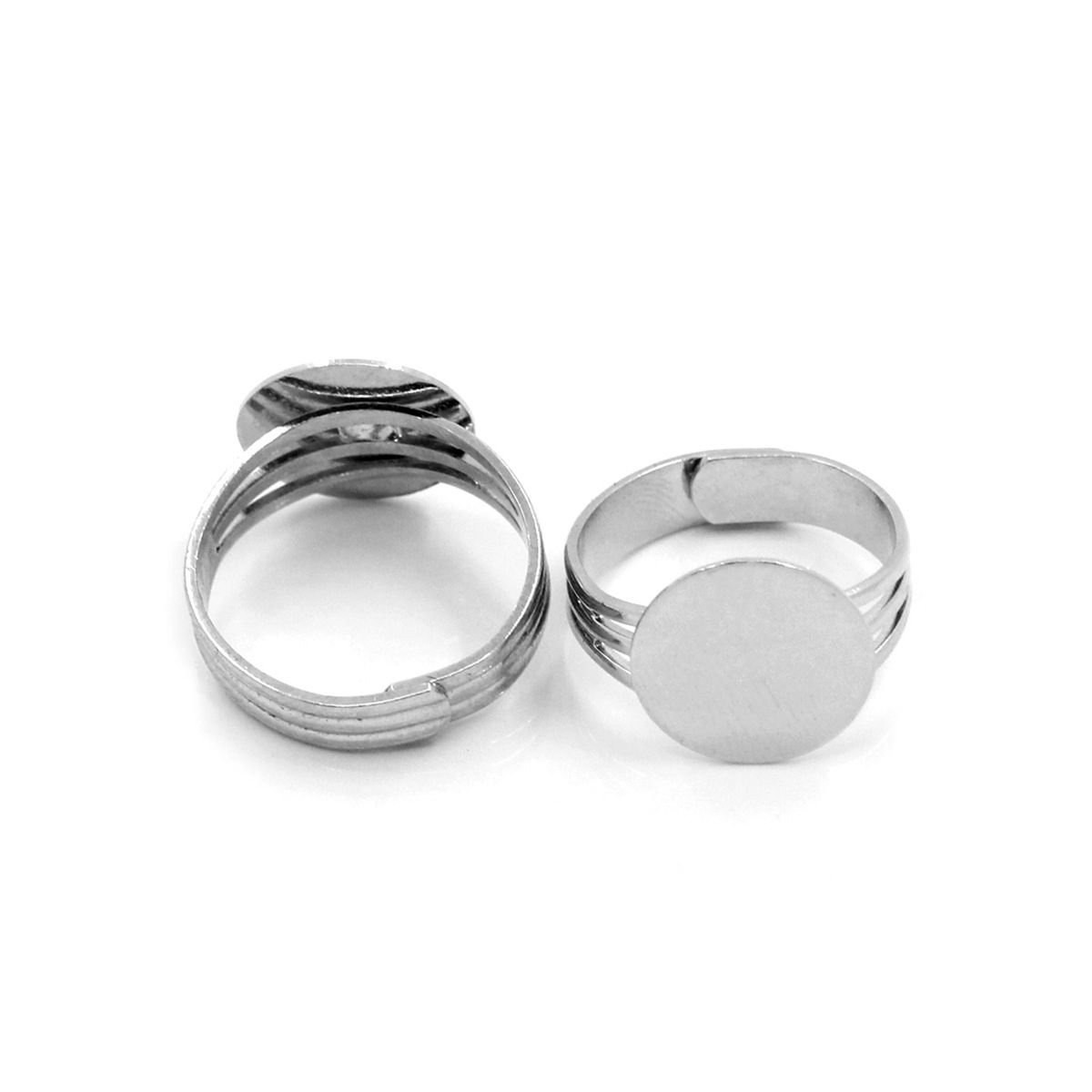 Image secondaire de HOUSWEETY 10 Supports de Bague Reglable Plateau Rond Couleur Moins Brillant 18mm