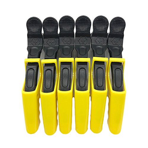 BEINY 6PCS Plastic Crocodile Hair Styling Clips with Non Slip Grip - Double Colored Barrettes for Thick Hair - Salon Sectioning Alligator Clips - DIY Accessories Hairpins for Women Girls (Yellow)