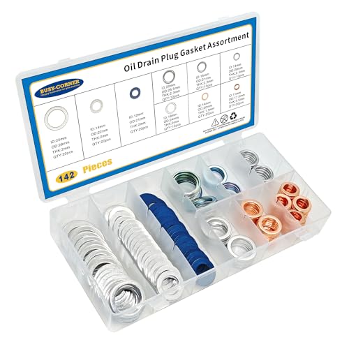 Image of 142 PCS Oil Drain Plug Gasket Assortment, Automotive Oil Crush Washers Seals Kit, M11 M12 M14 M16 M18 M20