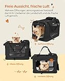 Feandrea Hundebox faltbar, Transportbox Hund, S, Hundetasche, Oxford-Gewebe, Netzstoff, atmungsaktiv tragbar transportabel, Metallrahmen, mit Griffen, Taschen, 50 x 35 x 35 cm, schwarz PDC50H