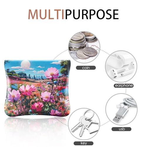 Image of Travelambo Leather Squeeze Coin Purse Pouch Change Holder for Men & Women