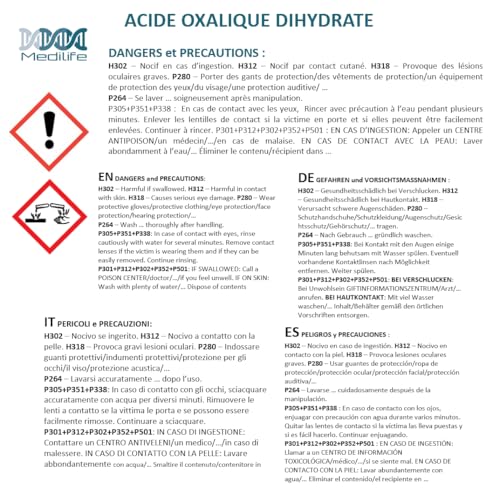 Acide Oxalique Dihydraté 5kg - Sel D'oseille - Éclaircissant Bois, Dérouilleur Métaux - Usage Multiple Industriel Et Artisanat
