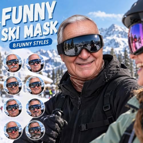 Ski Mask,Old Man Ski Mask Winter Funny 3D Print Full Face Balaclava,Gold_01 - image 3