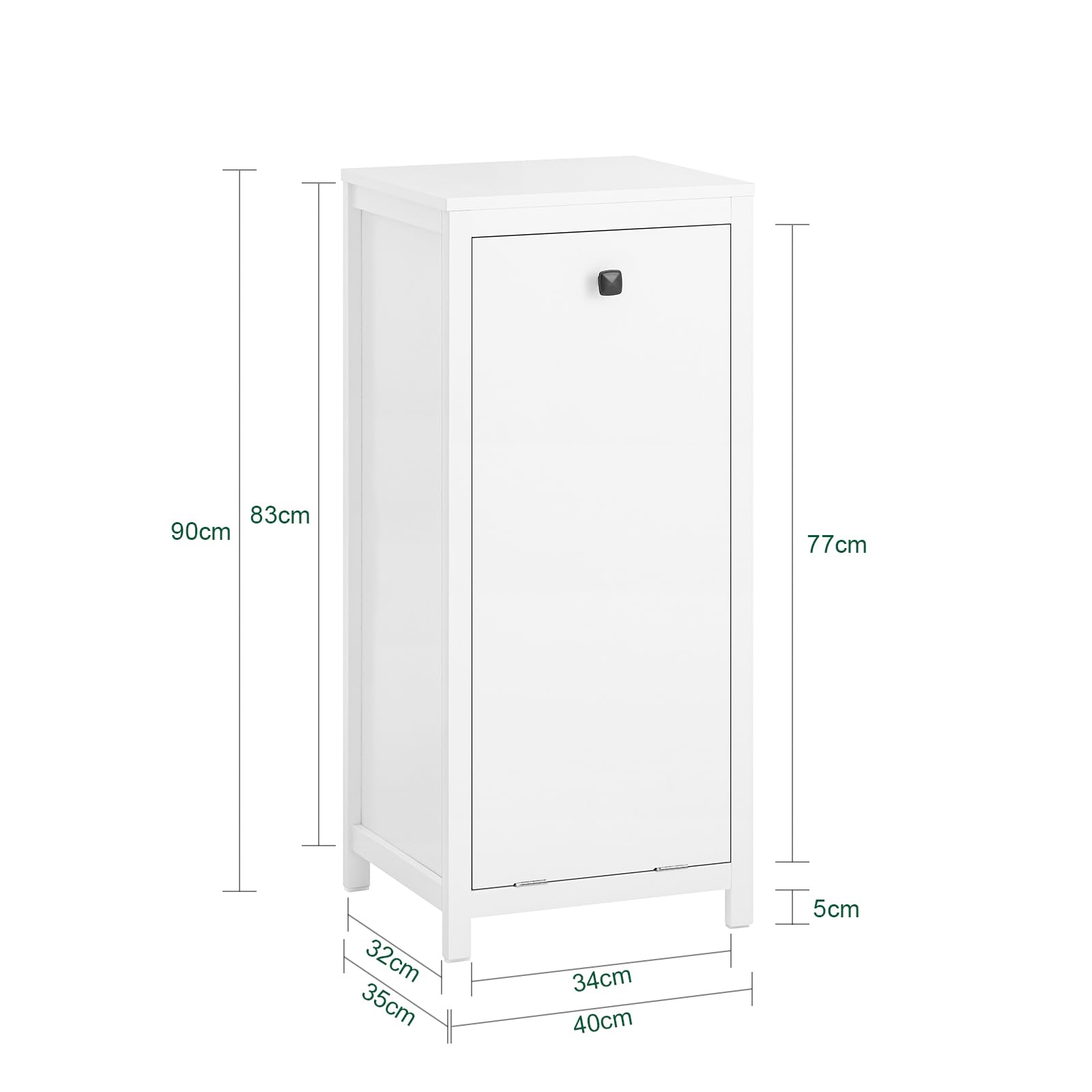 Wäscheschrank mit Korb, 90 cm hoch, Badezimmer-Aufbewahrungsbox, platzsparender Organizer, B 40 x T 35 cm, modernes Design für den Heimgebrauch