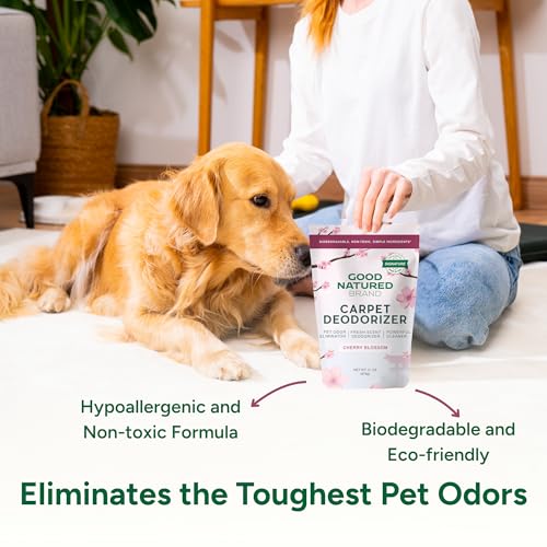 Image of Good Natured Brand | Carpet Deodorizer & Freshener Powder | 31 oz Pet Odor Eliminator for Strong Odor & Pet Urine | Fresh Natural Cherry Blossom Scent | Safe for Homes with Pets