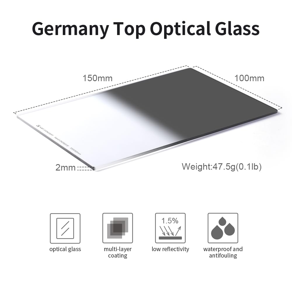 Amazon | K&F CONCEPT ハーフNDフィルター角型 GND8 GND0.9 ハード減光