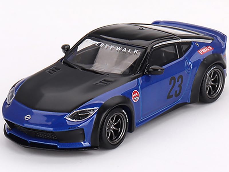 Z LB Nation Works #23 Seiran Blue Metallic with Black Hood and Top Limited Edition to 6000 Pieces Worldwide 1/64 Diecast Model Car by Mini GT MGT00732