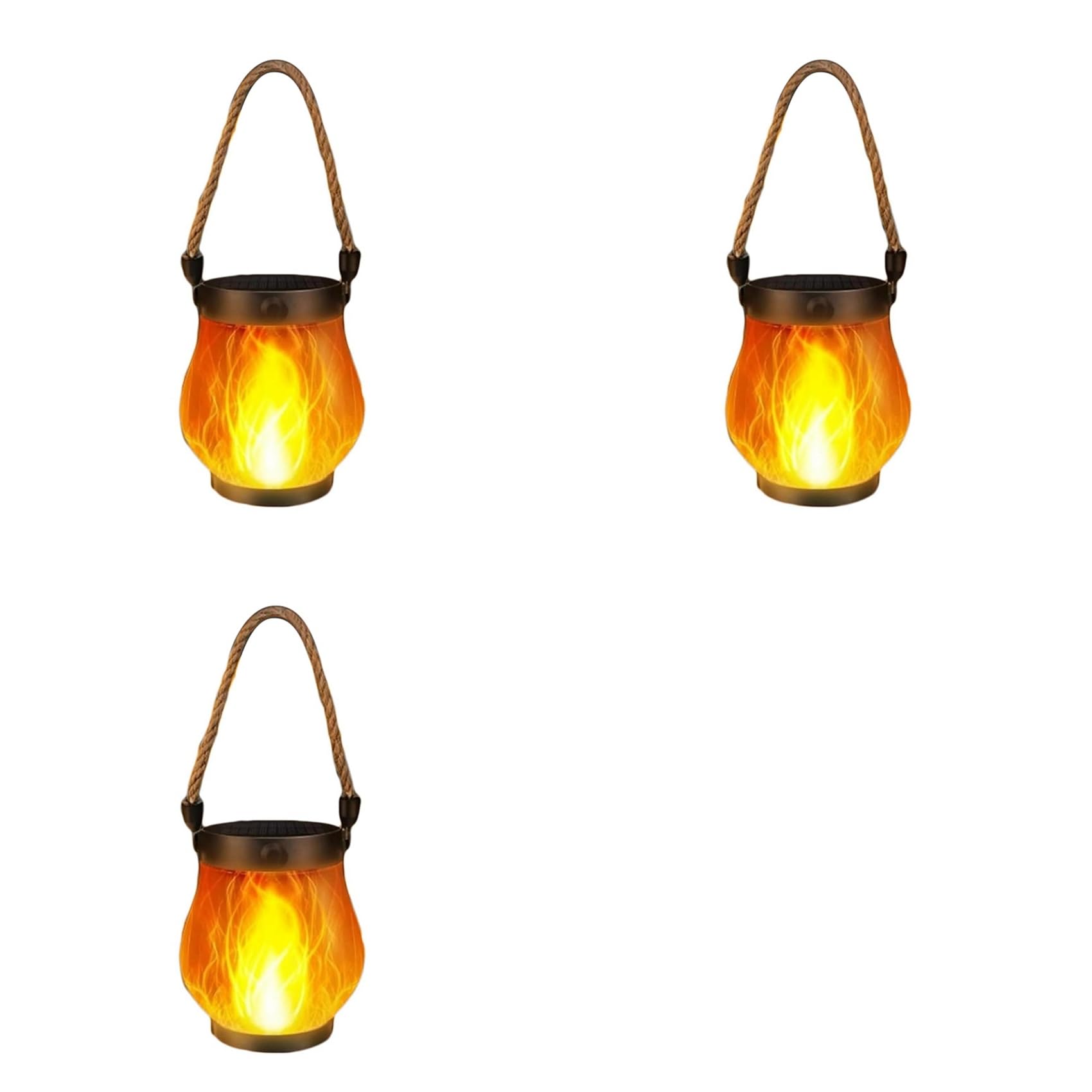 Vjsujehgy 3X Flame Solar Lantern Magical Dancing Flames Outdoor Lights Solar Torch Lights Flickering Flames Waterproof Light