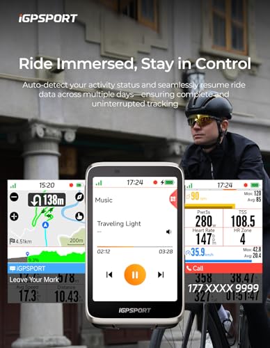 Image of iGPSPORT BiNavi Bike Computer, 3.5'' Touch Screen Map Navigation Music Control Climb Tips, Wireless GPS Cycling Computer