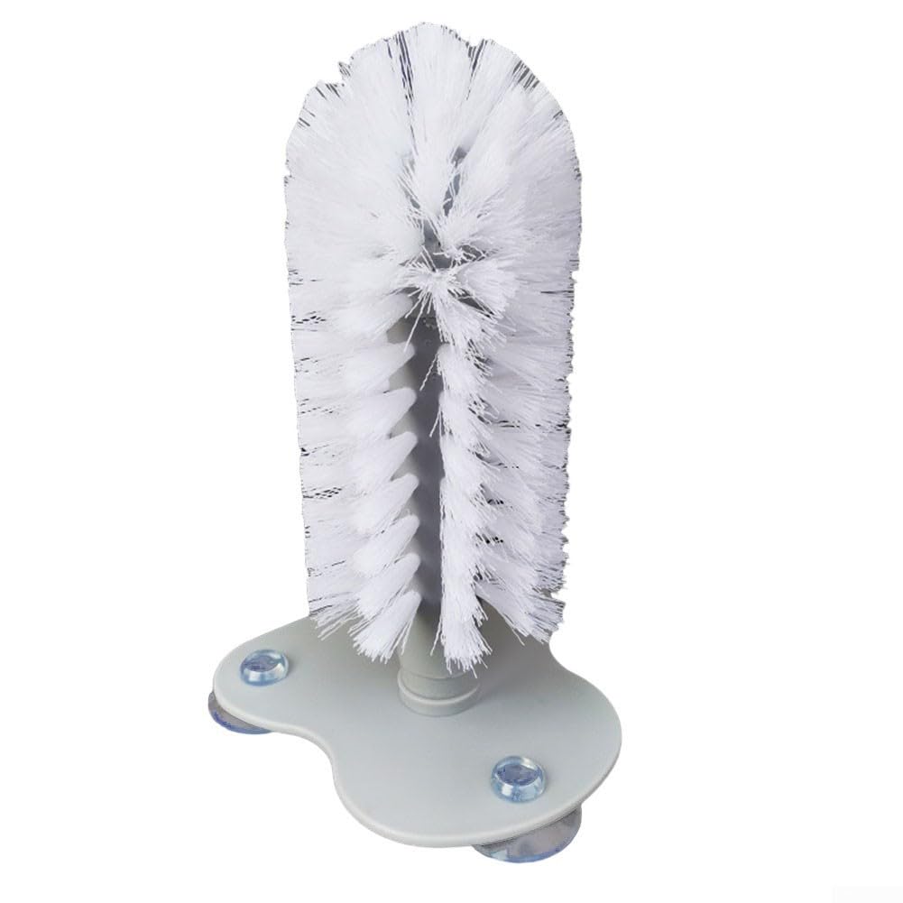 Gdfnmogo Cepillos de vidrio, arandela de vasos de vidrio con ventosa para fregadero, limpiador de cerdas de fregadero, herramienta de limpieza de tazas de vidrio para montaje en pared (transparente)