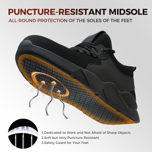ulogu Steel Toe Shoes for Men Women Puncture Proof Non Slip Waterproof Work Safety Sneakers Comfortable Construction4