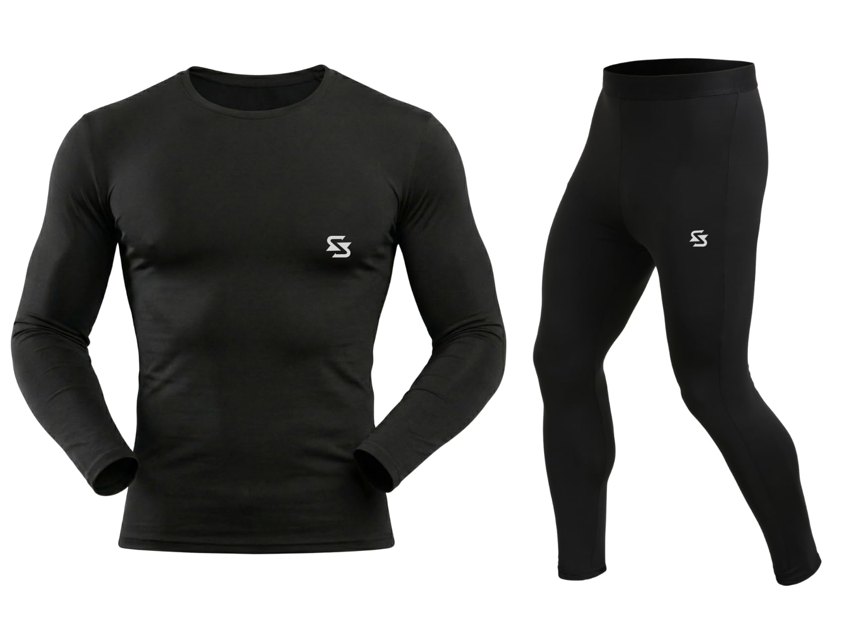 sportinger Thermal Polyester Spandex Men's Sports Running Set Compression Shirt + Pants Skin-Tight Long Sleeves Quick Dry Fitness Tracksuit Gym Yoga Suits Underwear Set-picture-25
