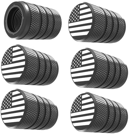 Tire Valve Stem Caps, Black, 6 pcs/Pack, Anodized Aluminum Tire Valve Cap Set, Corrosion Resistant, Universal Stem Covers for Cars Trucks Motorcycles SUVs and Bikes (Black)