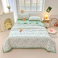 Summer Cool Throw Breathable Reversible Coverless Duvet Microfiber Soft Bed Quilt, Anti Allergy Machine Washable Sided Lightweight Blanket, Adult Kids (SeaFlowers,150 * 200cm)