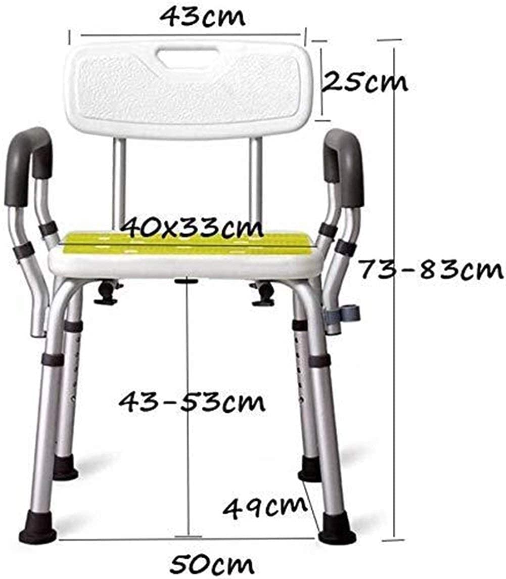 Taburete de Ducha Silla de baño con apoyabrazos Baño con apoyabrazos Aluminio Ligero Ajustable Antideslizante Almohada Embarazada Stock Blanco 200 Kg Taburete de Ducha, Taburete de