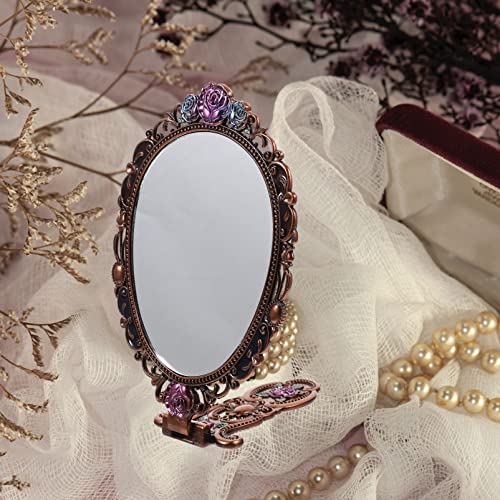 Miroir de maquillage vintage Ipetboom, fini les reflets flous, miroir à main - 8