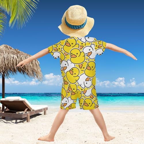 Image of visesunny Boy Floral Short Sleeve Button Down Shirt & Casual Shorts Set Summer Outfits 3-10 Years Clothes