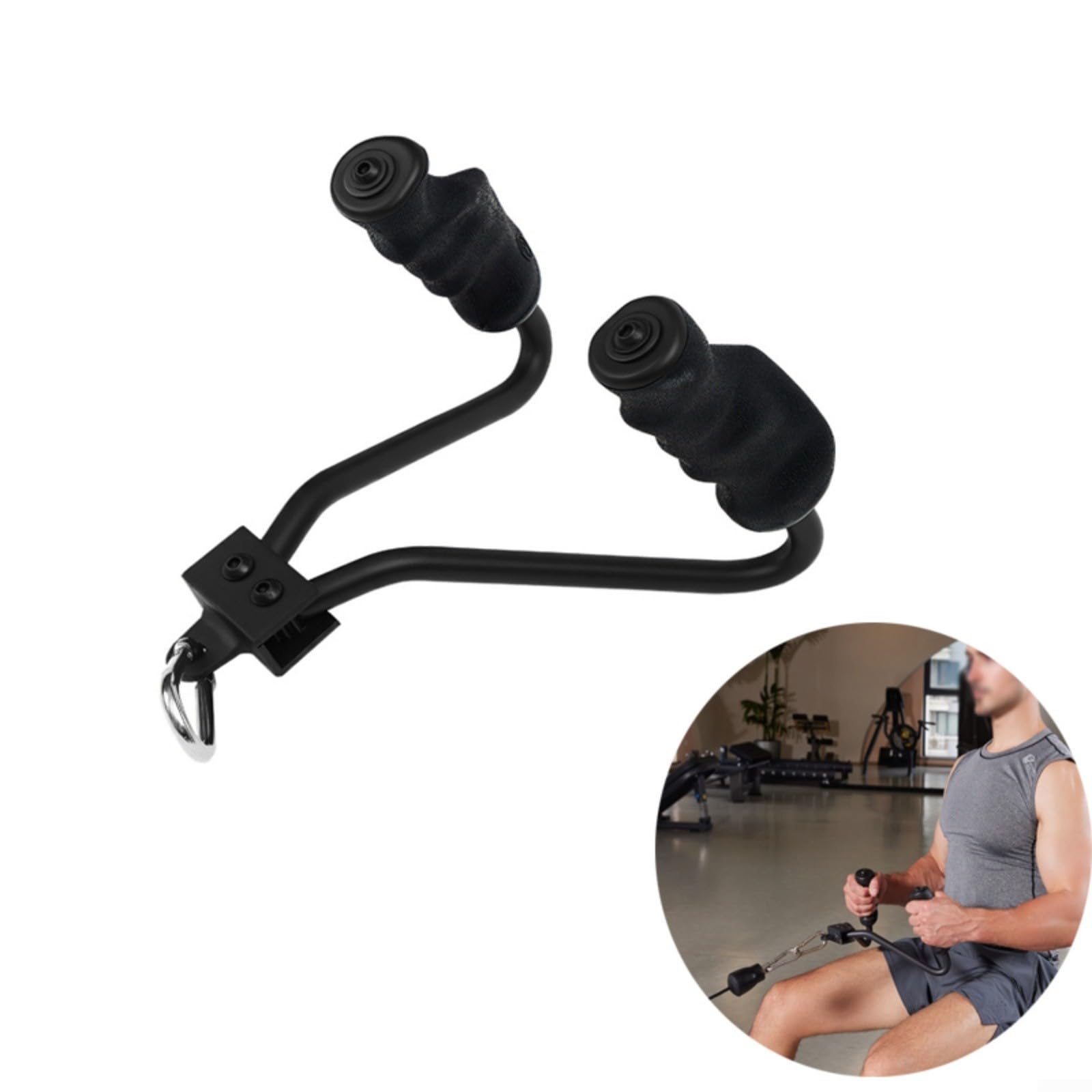 Mango de agarre de hierro TPE de 13 cm para máquina de remo y equipo de gimnasio, construcción de hierro fundido con diseño ergonómico antideslizante, compatible con entrenamiento cardiovascular