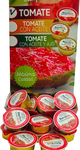 Iberitos Tomate Natural Rallado Monodosis 120x22g | Expositor Especial Hostelería | Tomate 100% Natural para Tostadas y Desayunos | Formato Individual Práctico Bares, Hoteles y Catering - ENVIO en 24h