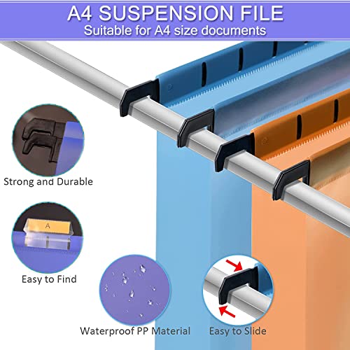A4 Suspension File, 15 PCS Polypropylene Filing Cabinet Suspension Files with Tabs and Card Inserts A4 Hanging Filing Folders for Office Organization Home Work - Cosy Home Interiors A4 Suspension File, 15 PCS Polypropylene Filing Cabinet Suspension Files with Tabs and Card Inserts A4 Hanging Filing Folders for Office Organization Home Work - Image 4