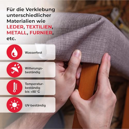 Everglue Kontaktkleber in der Dose mit integriertem Pinsel ist wasserfest, extra stark und elastisch - klebt Schuhsohlen, Leder, Metall, auch geeignet für Schlauchboote und LKW-Planen (250g)