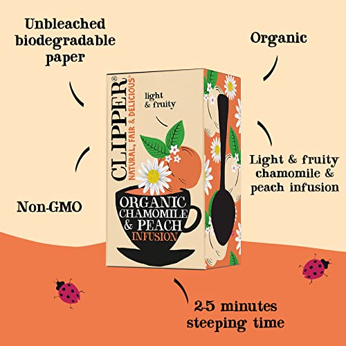 Clipper Tea Organic Chamomile And Peach Tea, 1 Pack, 20 Unbleached Tea Bags #TOP5