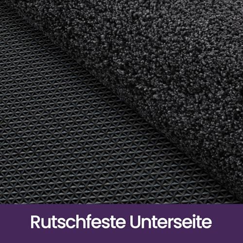 DEXI Fußmatte Innen 60 x 90 cm, rutschfeste Schmutzfangmatte, Maschinenwaschbare Fussmatte, Saugstarke Türmatte, Sauberlaufmatte, Eingangsteppich für Hund, Haustür & Flur, Schwarz-grau